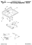 COOKTOP Diagram and Parts List for RF376PXDW0  Whirlpool Range