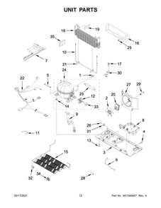 Unit Parts Diagram and Parts List for MFF2558FEZ08  Whirlpool Refrigerator