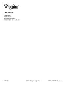 Cover Sheet Diagram and Parts List for WGD8500DW2  Whirlpool Dryer
