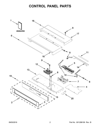 Control Panel Parts Diagram and Parts List for KOSE900HSS00  Whirlpool Wall Oven