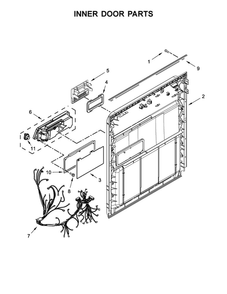 Inner Door Parts Diagram and Parts List for WDF330PAHW2  Whirlpool Dishwasher