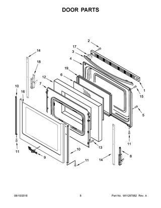 Door Parts Diagram and Parts List for YWFE510S0HS1  Whirlpool Range