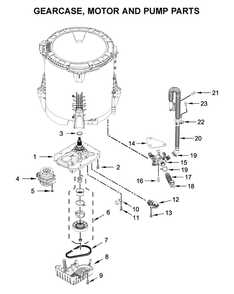 Gearcase, Motor And Pump Parts Diagram and Parts List for 11021112020  Kenmore Washer