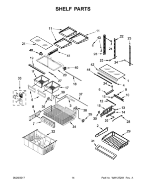 08 - SHELF PARTS Diagram and Parts List for WRFA32SMHZ00  Whirlpool Refrigerator