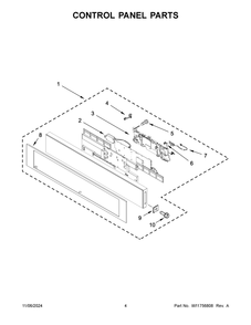 03 - Control Panel Parts Diagram and Parts List for JMC2427LL01  Whirlpool Microwave