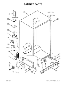 Cabinet Parts Diagram and Parts List for KRSC503ESS00  KitchenAid Refrigerator