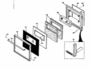 Lower Black Glass Door Diagram and Parts List for 8504287341  Kenmore Range