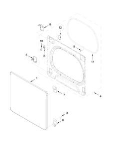 Door Parts Diagram and Parts List for 11068133411  Kenmore Dryer