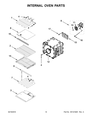 Internal Oven Parts Diagram and Parts List for KOCE507EBS03  Whirlpool Microwave Oven Combo
