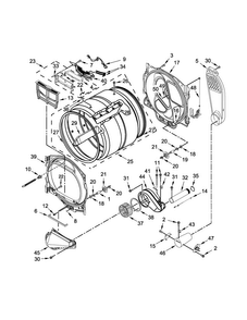 Bulkhead Parts Diagram and Parts List for 7MWGD8500EC1  Whirlpool Dryer