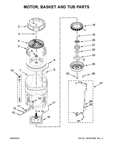 Motor, Basket And Tub Parts Diagram and Parts List for 11031632611  Kenmore Washer