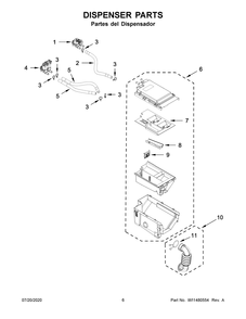 Dispenser Parts Diagram and Parts List for 7MWFW560CHW2  Whirlpool Washer