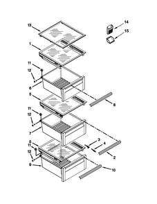 Refrigerator Shelf Parts Diagram and Parts List for KSC24C8EYP03  KitchenAid Refrigerator