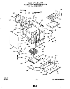 Body Diagram and Parts List for 1313*1A  Roper Range