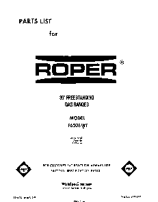Front Cover Diagram and Parts List for F6508*1  Roper Range