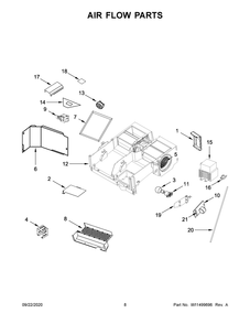 Air Flow Parts Diagram and Parts List for KMHS120KPS0  Whirlpool Microwave Oven Combo