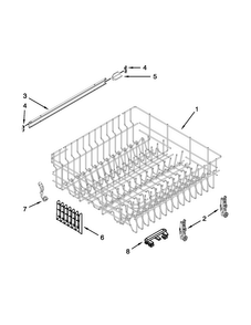 Upper Rack And Track Parts Diagram and Parts List for 7WDF530PAYM6  Whirlpool Dishwasher