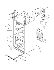 Cabinet Parts Diagram and Parts List for KBFS20ECBL00  KitchenAid Refrigerator