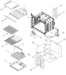 Internal Oven Parts Diagram and Parts List for JOECC730RM00  Whirlpool Microwave Oven Combo