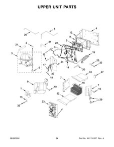 13 - Upper Unit Parts Diagram and Parts List for KBSD706MPS01  Whirlpool Refrigerator