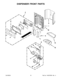 DISPENSER FRONT PARTS Diagram and Parts List for GI6SARXXF06  Whirlpool Refrigerator