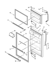 Door Parts Diagram and Parts List for W8TXNGMBB00  Whirlpool Refrigerator