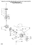 BRAKE, CLUTCH, GEARCASE, MOTOR & PUMP Diagram and Parts List for LST7233DZ0  Whirlpool Washer
