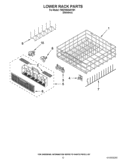 LOWER RACK PARTS Diagram and Parts List for 7WDT950SAYM1  Whirlpool Dishwasher