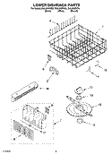 LOWER DISHRACK Diagram and Parts List for DUL200PKB0  Whirlpool Dishwasher