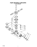 PUMP AND SPRAY ARM Diagram and Parts List for DU8150XX2  Whirlpool Dishwasher