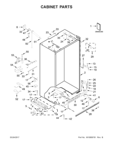 Cabinet Parts Diagram and Parts List for KBSN602EBS00  KitchenAid Refrigerator