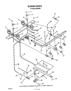 Burner Diagram and Parts List for H6358*0  Roper Range