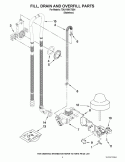 FILL, DRAIN AND OVERFILL PARTS Diagram and Parts List for 7DU1100XTSS4  Whirlpool Dishwasher
