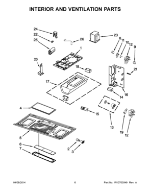04 - INTERIOR AND VENTILATION PARTS Diagram and Parts List for YMMV4203WB3  Whirlpool Microwave Oven Combo