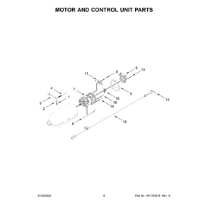 Motor And Control Unit Parts Diagram and Parts List for KSM195PSBT5  KitchenAid Mixer