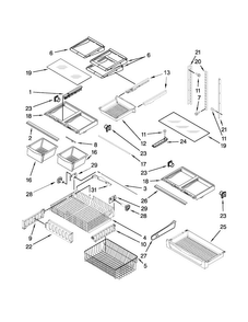 Shelf Parts Diagram and Parts List for GX5FHDXVY010  Whirlpool Refrigerator