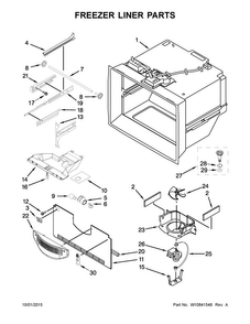Freezer Liner Parts Diagram and Parts List for 5GBB1958EW00  Whirlpool Refrigerator