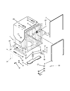 Tub And Frame Parts Diagram and Parts List for KUDE20IXSSA  KitchenAid Dishwasher