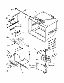 Freezer Liner Parts Diagram and Parts List for GB2FHDXWB07  Whirlpool Refrigerator
