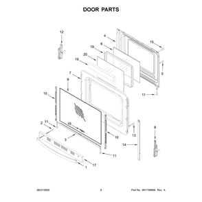 Door Parts Diagram and Parts List for YWFES4530SS0  Whirlpool Range
