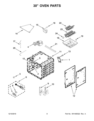 30" Oven Parts Diagram and Parts List for KFGC558JSS00  Whirlpool Range