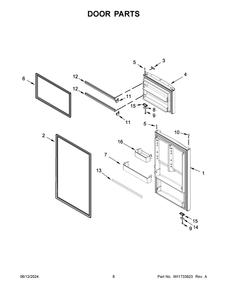 Door Parts Diagram and Parts List for WRT518SZFG04  Whirlpool Refrigerator