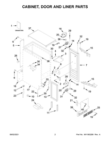 Cabinet, Door And Liner Parts Diagram and Parts List for KUIX535HPA01  KitchenAid Ice Maker