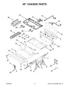 48 Inch Chassis Parts Diagram and Parts List for JGRP548HM01  Whirlpool Range