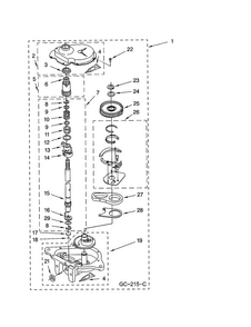 Gearcase Diagram and Parts List for 7MLSR6232JQ1  Whirlpool Washer