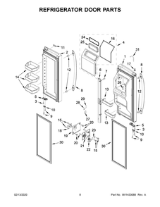 Refrigerator Door Parts Diagram and Parts List for WRF757SDHZ01  Whirlpool Refrigerator