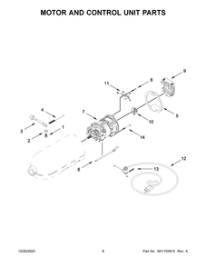 Motor And Control Unit Parts Diagram and Parts List for 5KSM195PSEOA5  KitchenAid Mixer