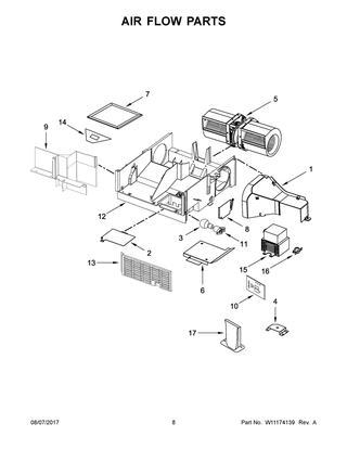 Air Flow Parts Diagram and Parts List for IMH172DS2  Whirlpool Microwave