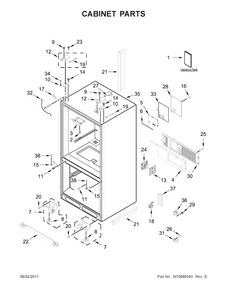 Cabinet Parts Diagram and Parts List for KRFC704FPS00  KitchenAid Refrigerator