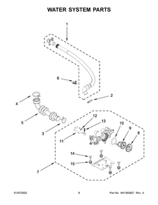 Water System Parts Diagram and Parts List for IFW5900HW4  Whirlpool Washer
